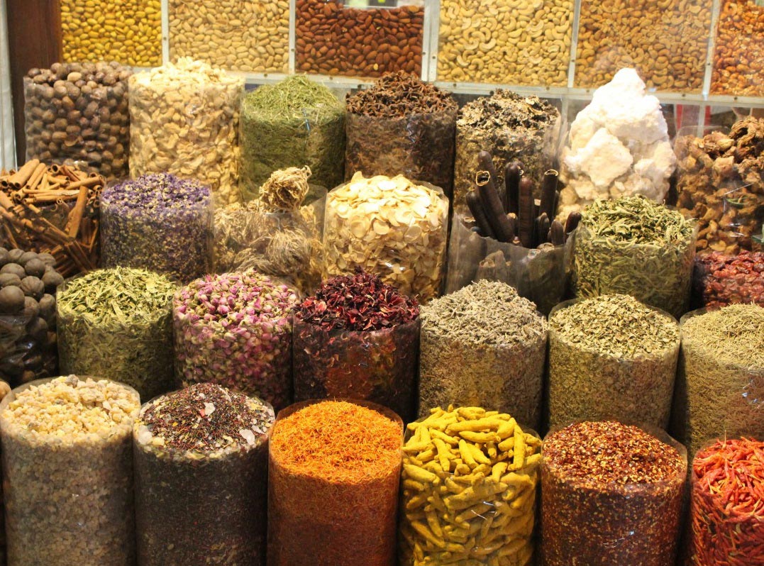 wide range of spices in containers