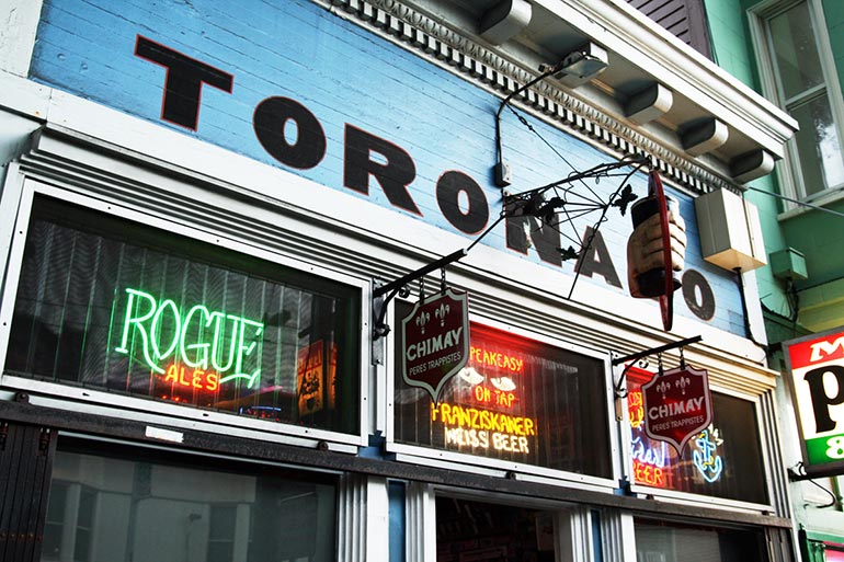 toronado pub facade and street sign