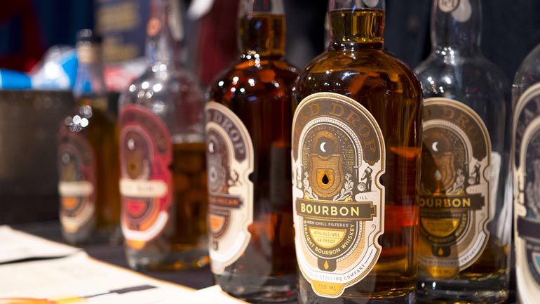 fobab whiskey bottles on table