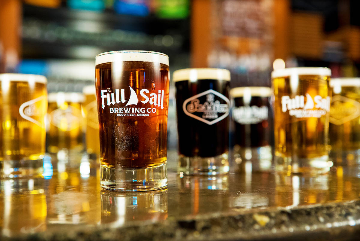 assorted full sail brewing co. beers in glassware