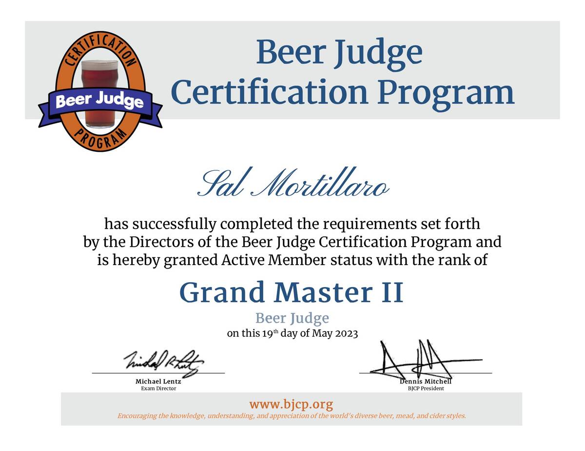 BJCP Grand Master II Certificate