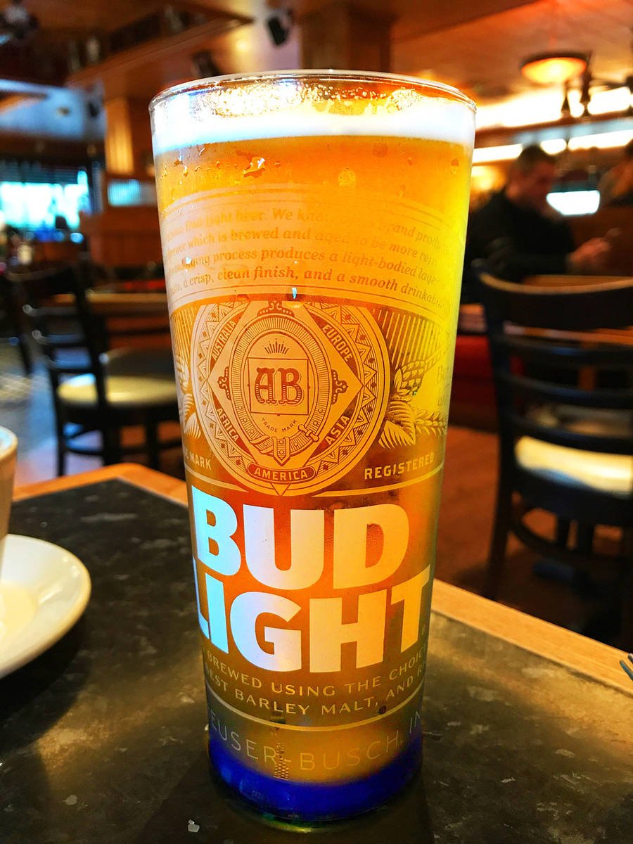 bud light glass tabletop in a bar