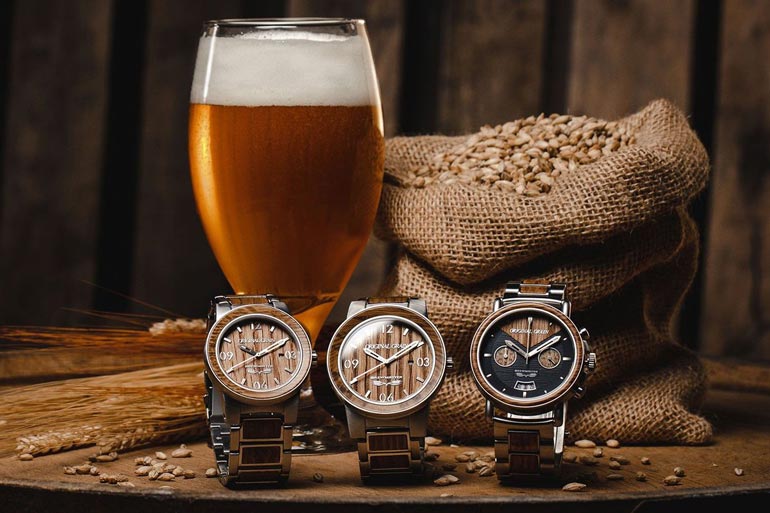 Original Grain Watches The Brewmaster Collection beside grains