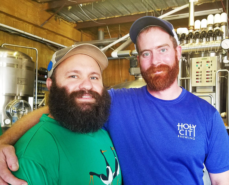 Holy City assistant brewer Jack Pitts head brewer Sean Guidera.
