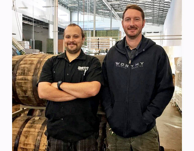 L to R: Jacob Zuchowski (lead brewer) and Dustin Kellner (brewmaster), Worthy Brewing
