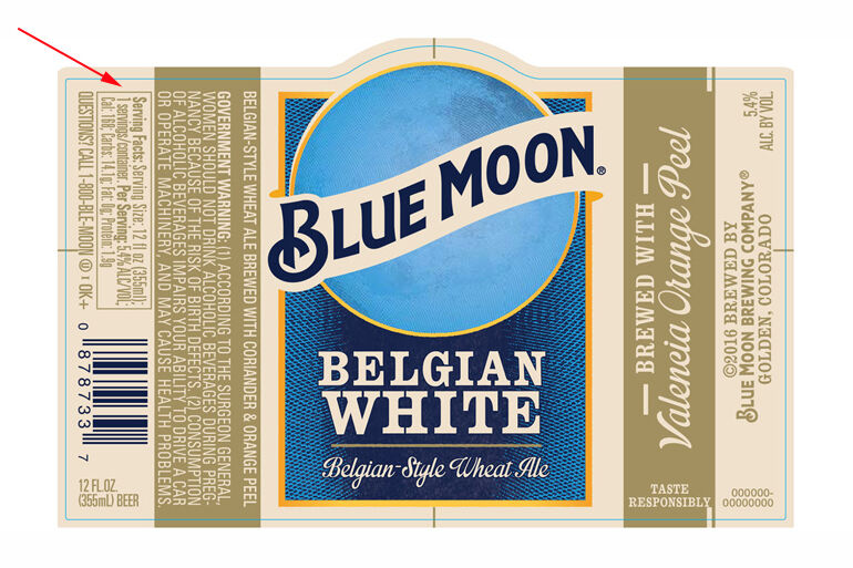 As a participant in the Beer Institute's Voluntary Disclosure Initiative, Blue Moon now lists calories, carbohydrates, protein, fat and alcohol by volume on its packaging.