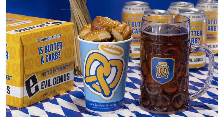 Auntie Anne's and Evil Genius Beer Co. Team Up for Oktoberfest Lager