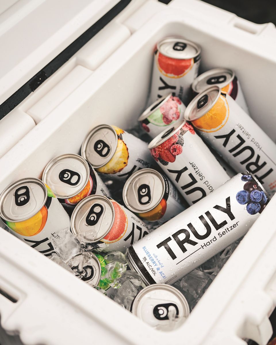 truly hard seltzer in a cooler with ice