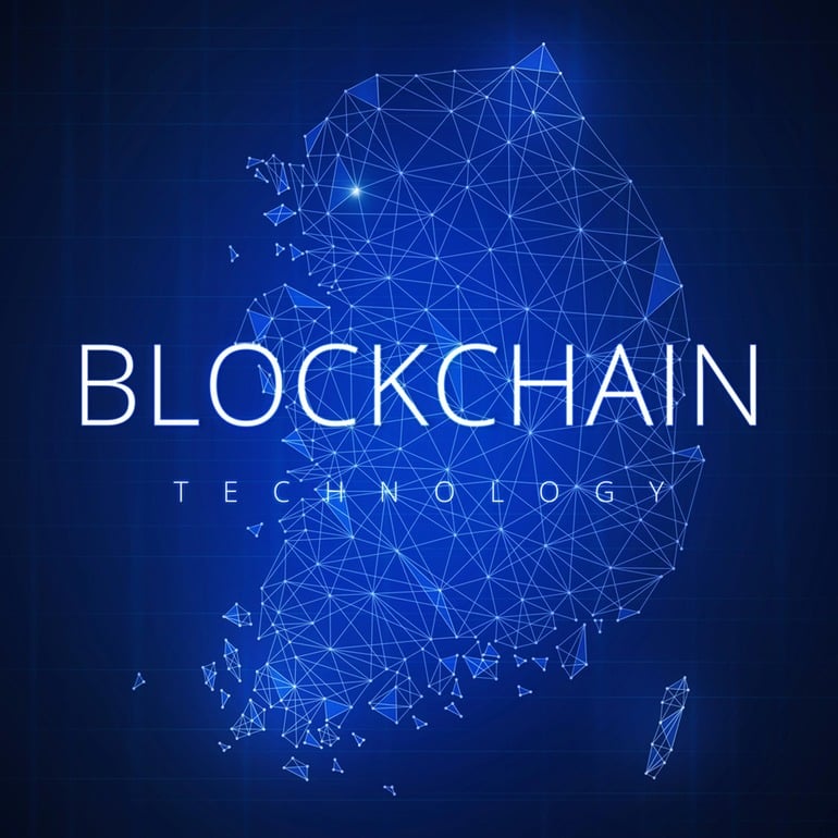 A blue background with a text of blockchain