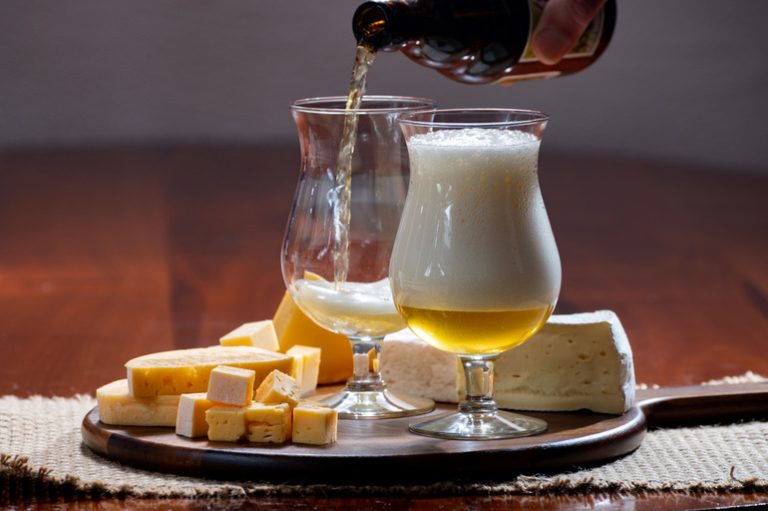 Pouring chilled beer with unconventional food pairing