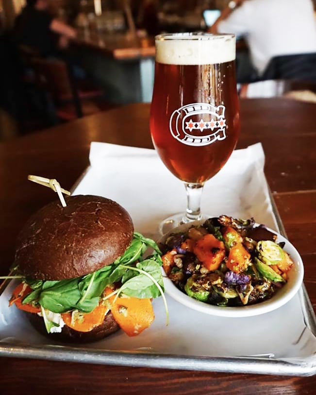 Burger, beer and salad at Horse Thief Hollow Brewing