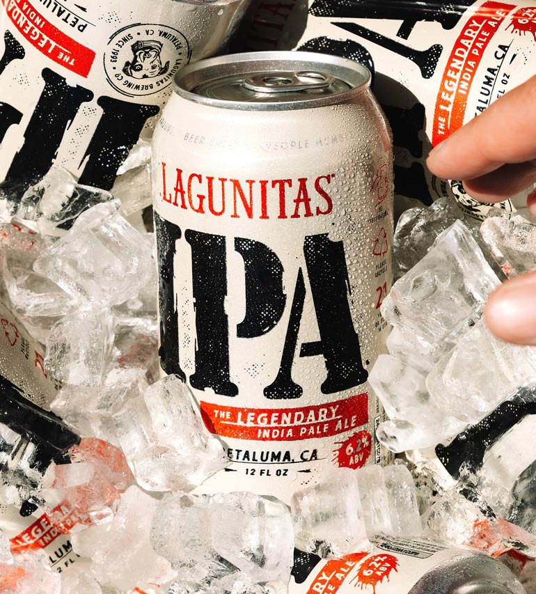 Lagunitas IPA cans in ice bath