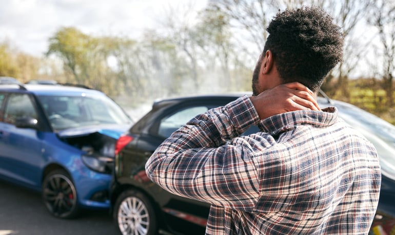 A man with personal injury from a vehicle collision