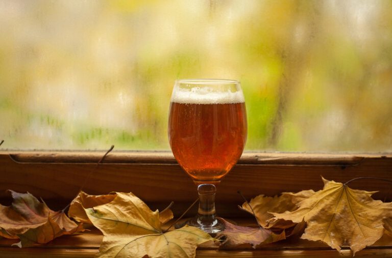 A glass of craft beer sitting near a smart mobile home window