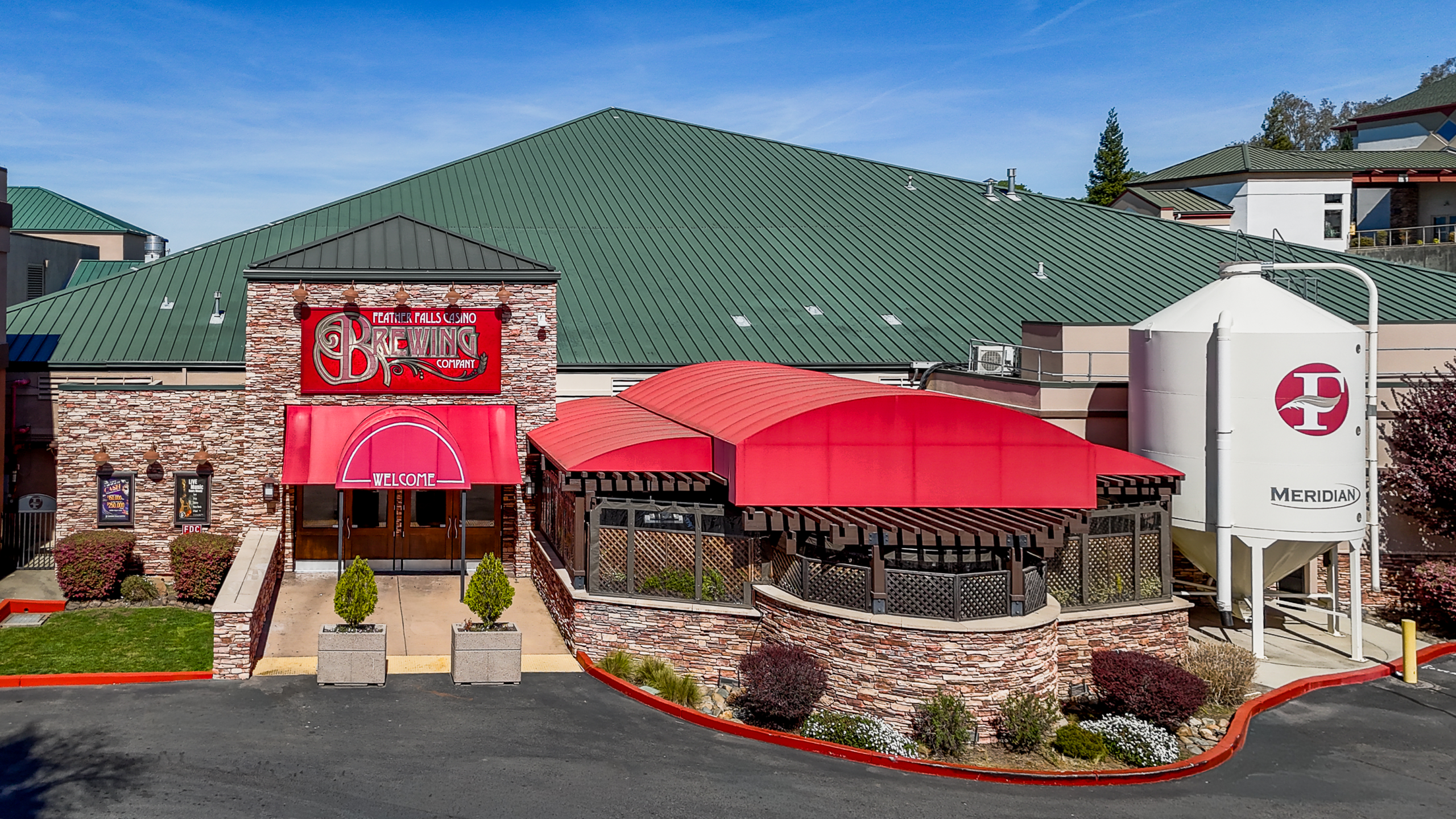 An aerial view of Feather Falls Casino
